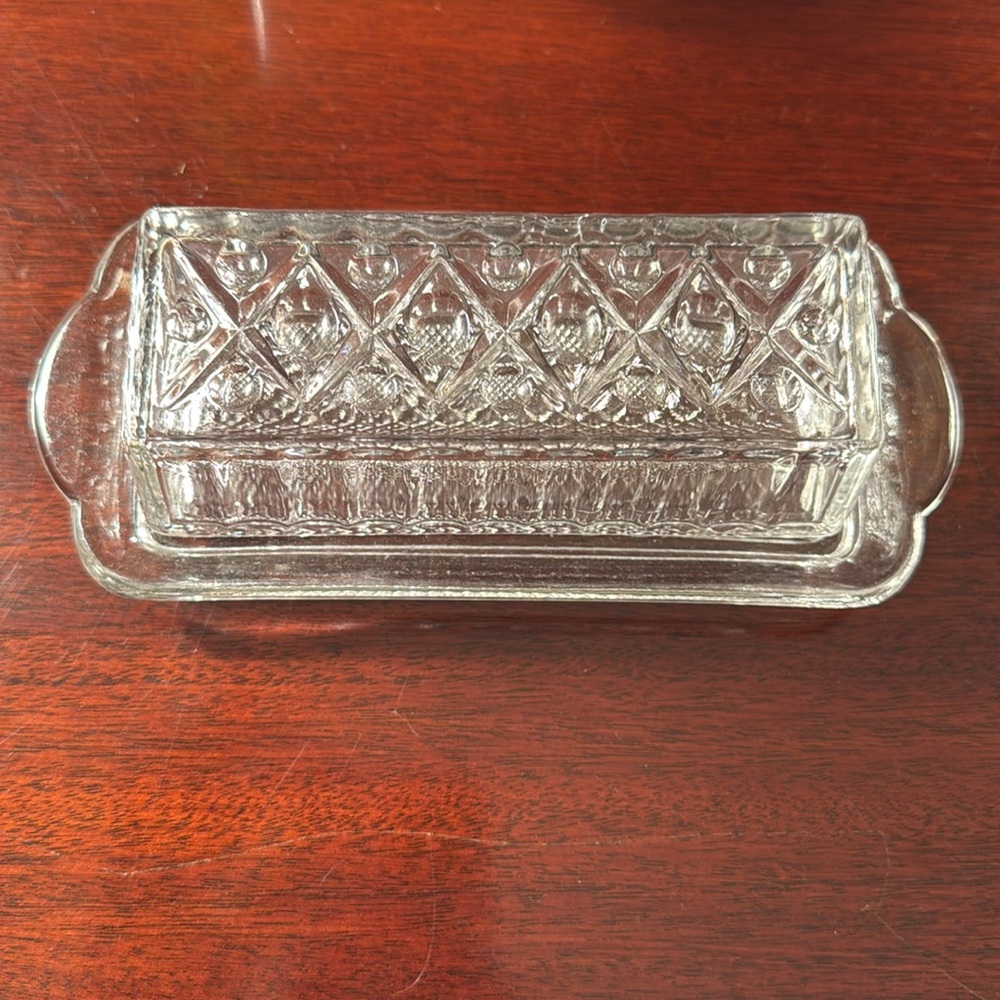Elegant Clear Vintage Glass Butter Dish